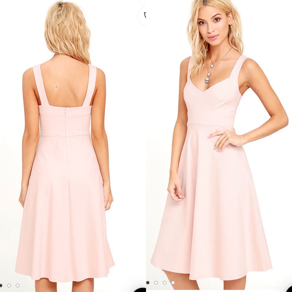 Lulu's Blush Pink Fit-and-Flare Midi Dress - Picture 2 of 6